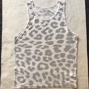Men’s white/Light gray Cheetah Printed Tank Top